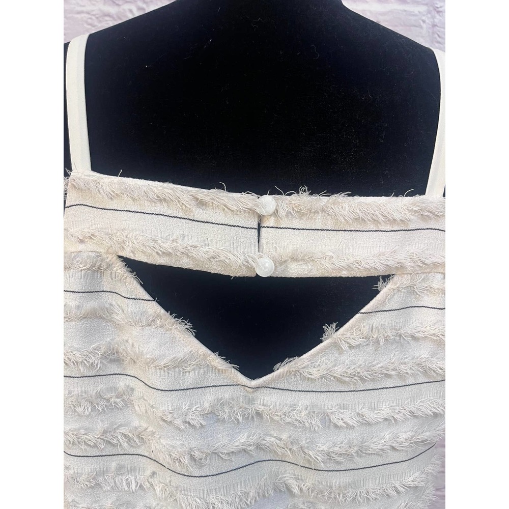 Anthropologie Maeve Cream Sleeveless Eyelash Blouse Size 12 - Picture 6 of 9